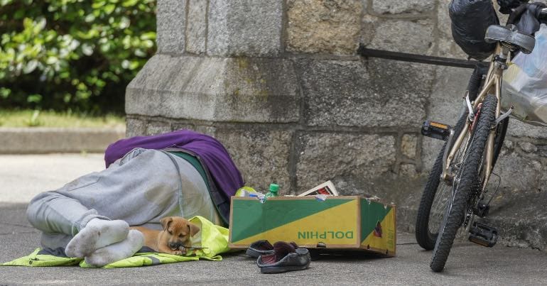 A photo of a homeless person in Dublin