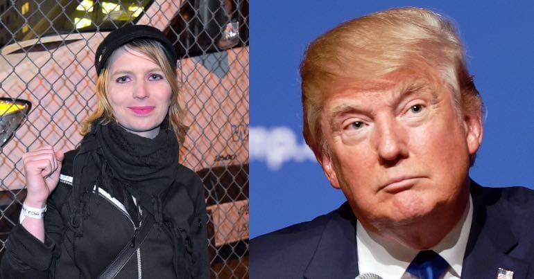 A photo of Chelsea Manning and Donald Trump