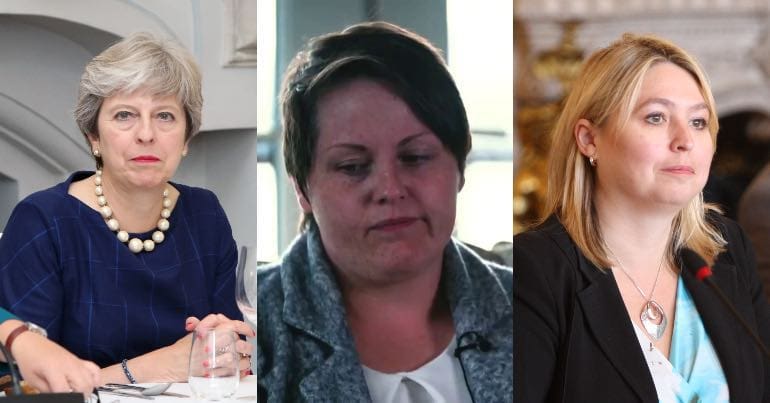 A photo of Theresa May, Sara Canning, and Karen Bradley