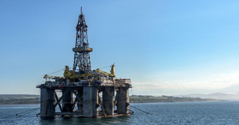A photo of an oil right in Scotland