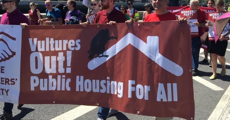 A picture of members of the Workers' Party of Ireland at a housing demonstration in Dublin