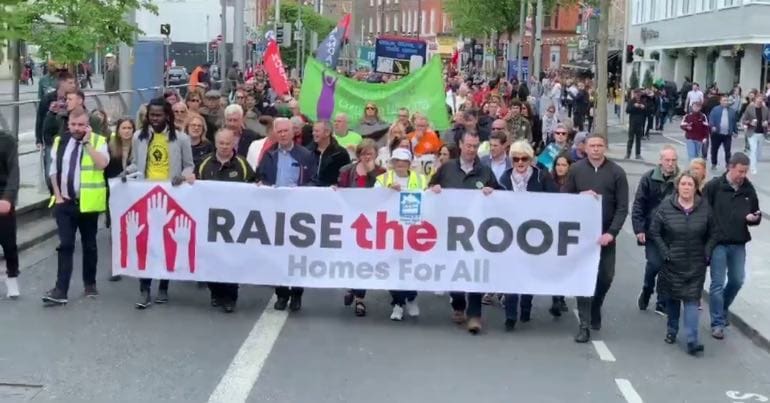 A photo of the Raise the Roof protest in Dublin.