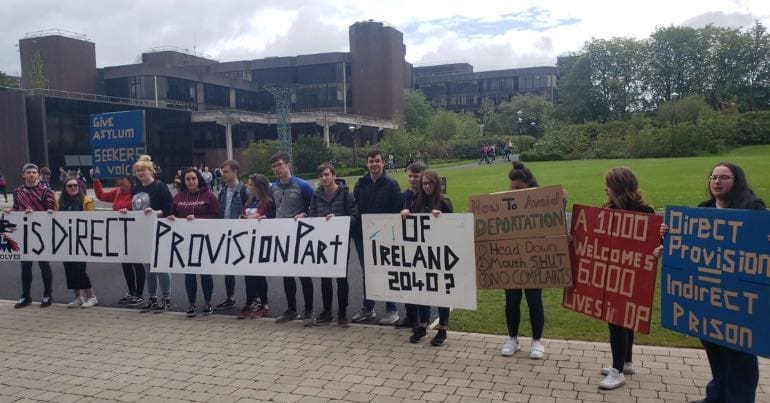 A photo of protestors at the University of Limerick