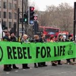 Rebel for Life banner blocking traffic