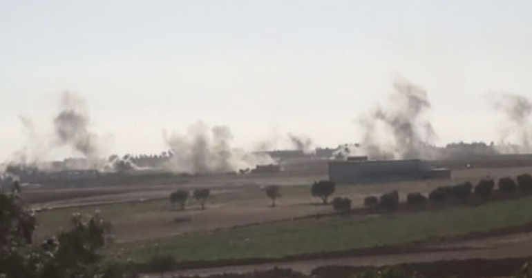 Turkish bombing in the area of Tel Rifaat