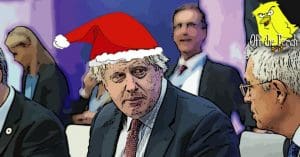 Boris Johnson with a Santa hat