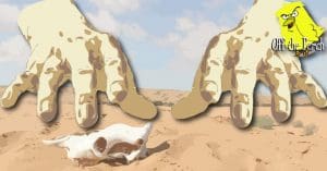 Hands reaching out over a desert