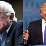 A photo of Bernie Sanders alongside a photo of Donald Trump.