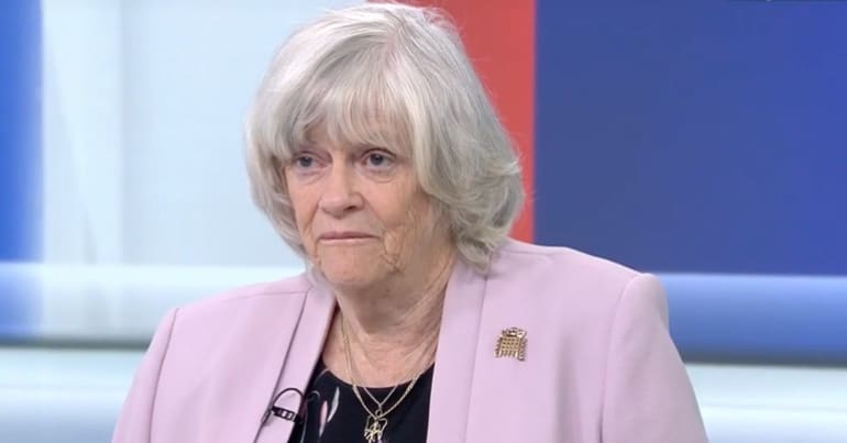 Brexit Party MEP, Ann Widdecombe, appearing on Sky News