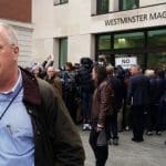 Chris Hedges standing outside of Westminster Magistrates Court