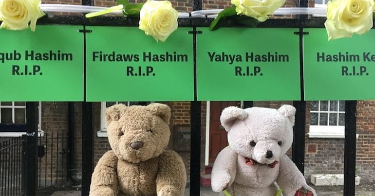 Memorial for lives lost in the Grenfell Tower fire