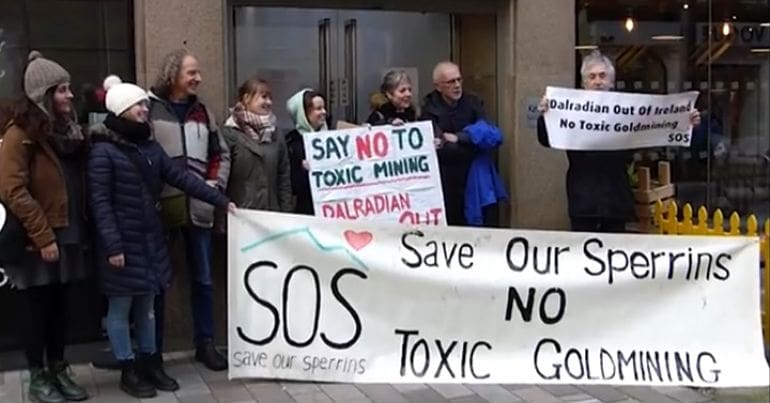 Anti goldmine protesters outside company office in the city