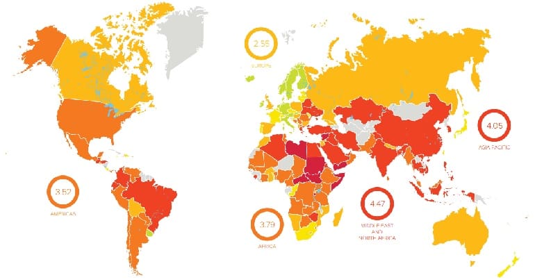 World workers' rights map