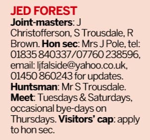 Jed Forest Hunt listing in Horse & Hounds hunt directory 2012/13