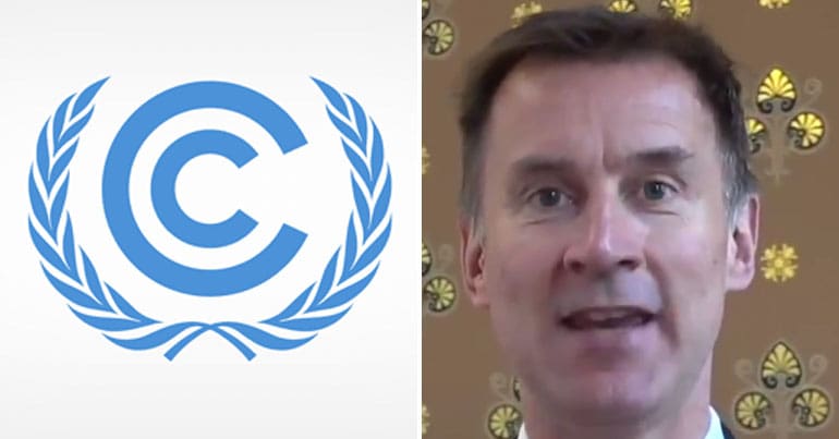 COP logo and Jeremy Hunt