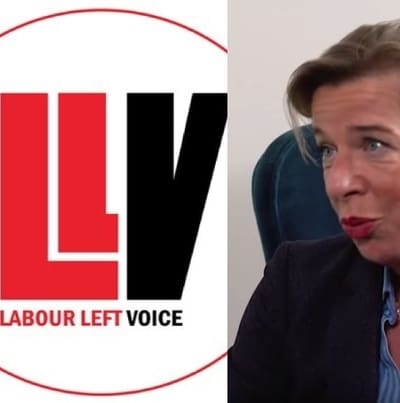 Giles Coren, the Labour Left Voice logo, and Katie Hopkins
