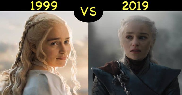 Two images of Daenerys Targaryen, with "1999 vs 2019" written above