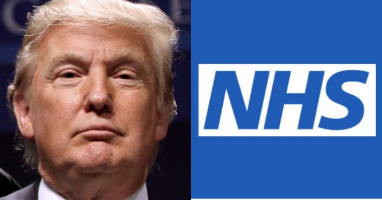 Donald Trump and NHS logo
