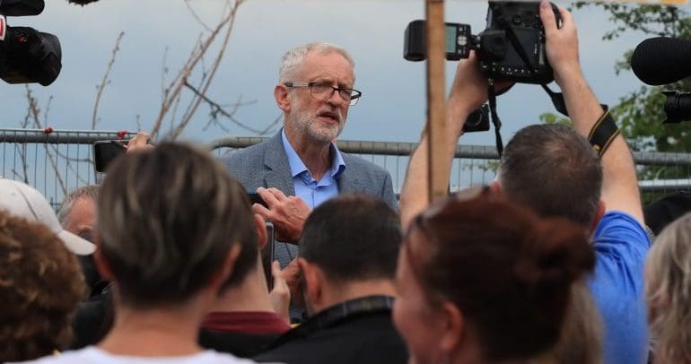 Jeremy Corbyn at Preston New Road, Lancashire