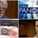 Panorama producer John Ware, next to the BBC Panorama logo. Also a picture of a tape recorder next to a picture of Ben Western featured in Panorama.