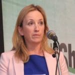 A photo of Gemma O'Doherty giving a speech.
