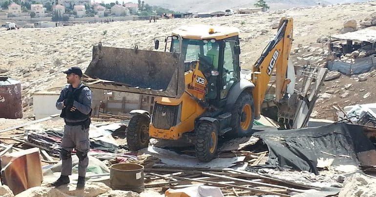 JCB machinery destroying homes in Palestine
