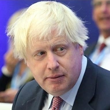 Boris Johnson and pro-immigration banner