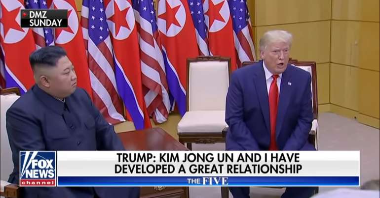 Trump with Kim Jong-un.