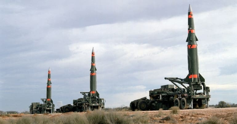 Pershing II nuclear capable INF treaty missiles