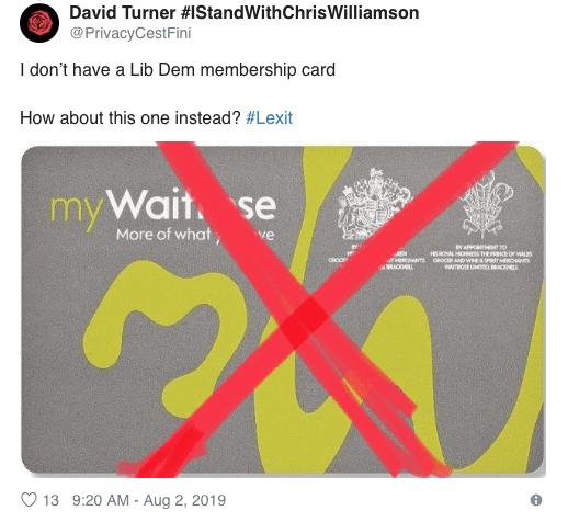 Torn up Waitrose card