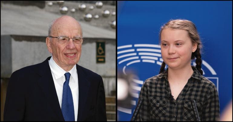 Rupert Murdoch and Greta Thunberg