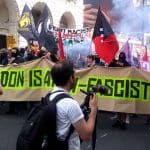 London Anti-Fascist Assembly banner at demo