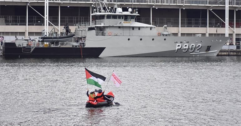 Protesters on Kayak at DSEI