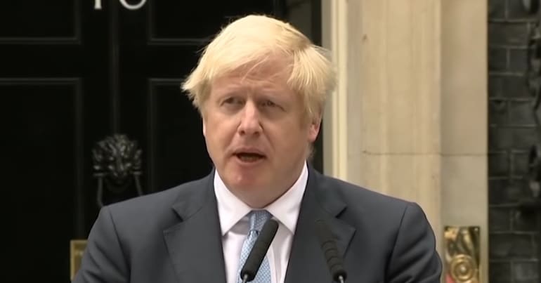 Boris Johnson speaking outside Downing Street