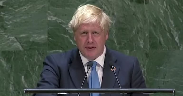 Boris Johnson speaking at the UN General Assembly