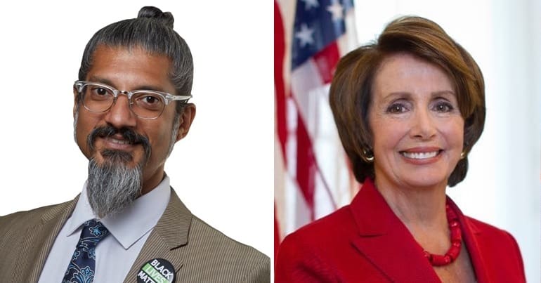 Shahid Buttar and Nancy Pelosi