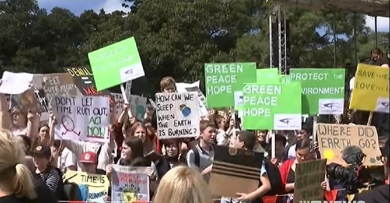 Young people demanding action for climate change in Sydney, Australia