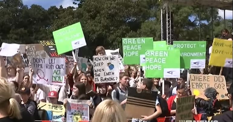 Young people demanding action for climate change in Sydney, Australia