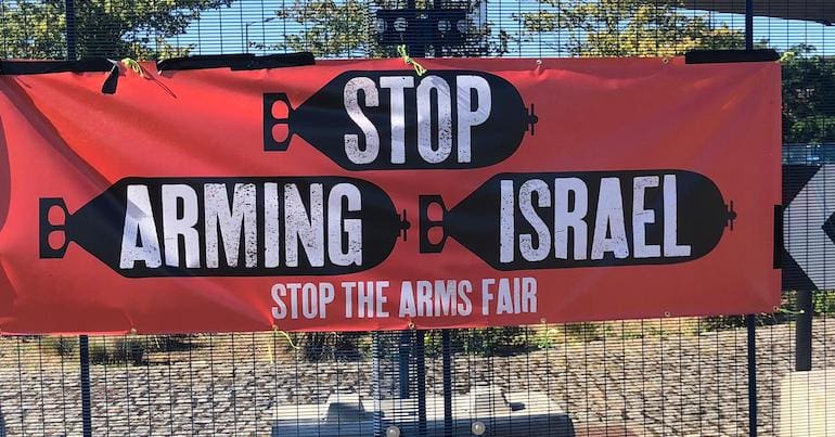 Stop Arming Israel banner
