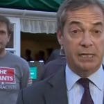 Nigel Farage photobombed by protester in Sedgefield