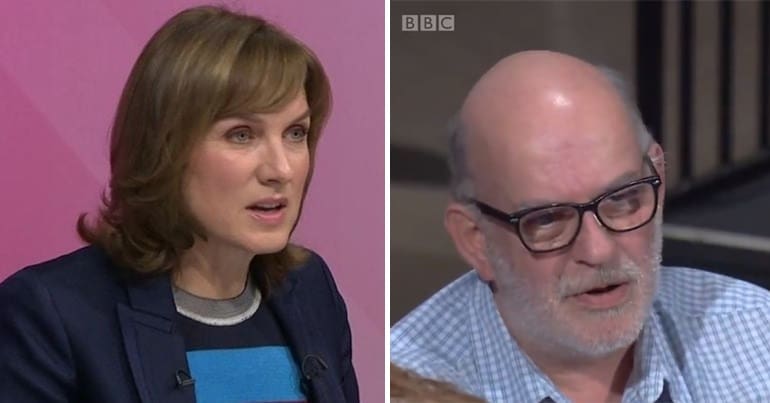 Fiona Bruce and BBCQT audience member