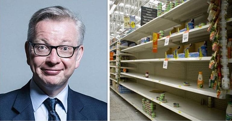 Michael Gove and almost empty supermarket shelves