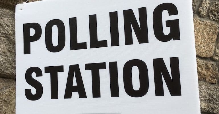 Sign outside a polling station