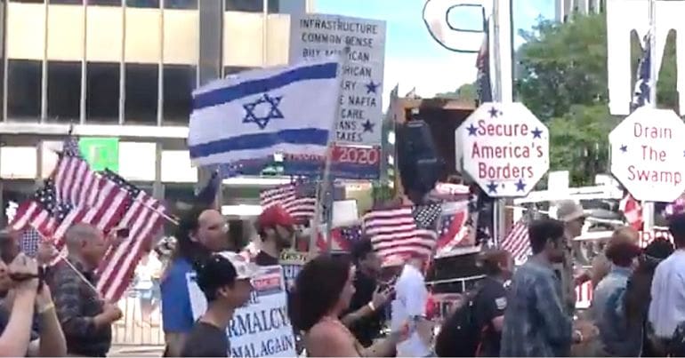 Israel flag at Straight Pride march