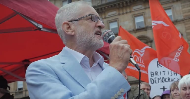 Jeremy Corbyn speaking in Glasgow