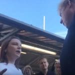 Johnson and protester in Doncaster