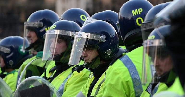 Police at protest