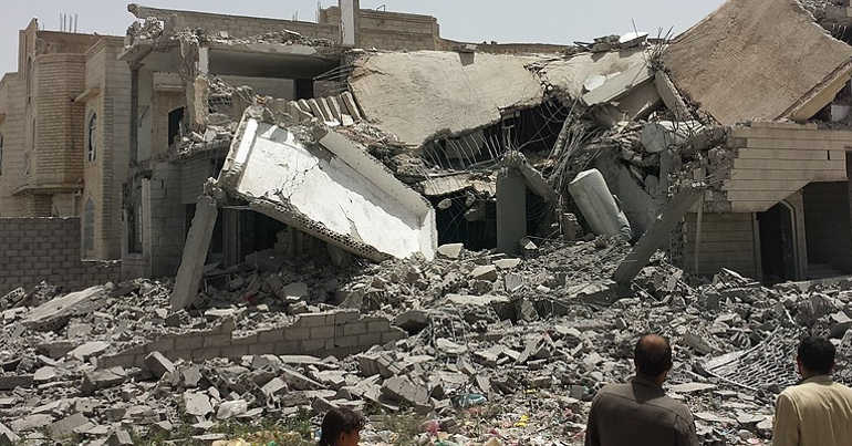 Destroyed house in the South of Sana'a