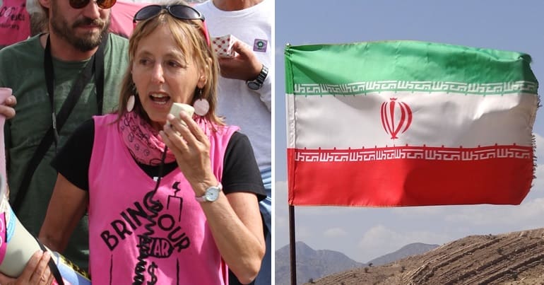 Medea Benjamin and Iranian Flag