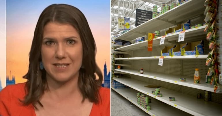 Jo Swinson empty food shelves